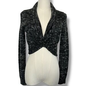 Tristan Sweater‎ Women's Black and Gray Cropped Knit Cardigan Size Small